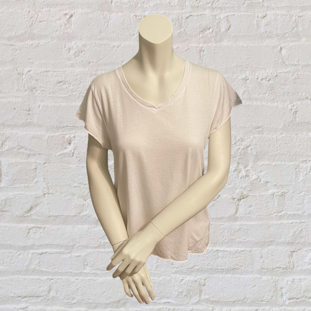 Zoe Karssen White Short Sleeve V-neck Tee